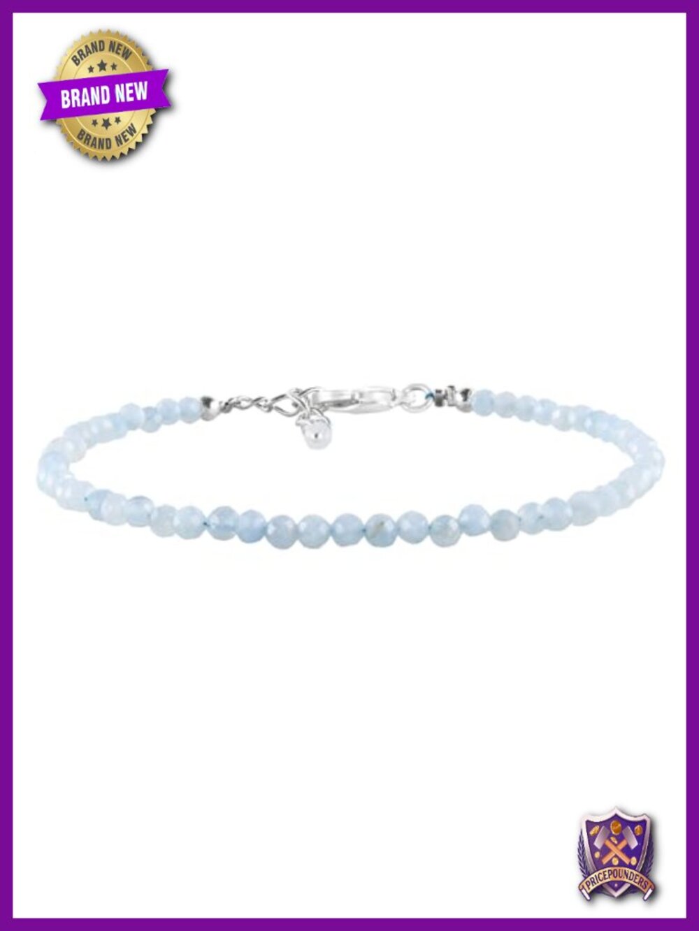 Natural Aquamarine Dainty Bracelet, 925 Sterling Silver Handmade Gemstone Chain